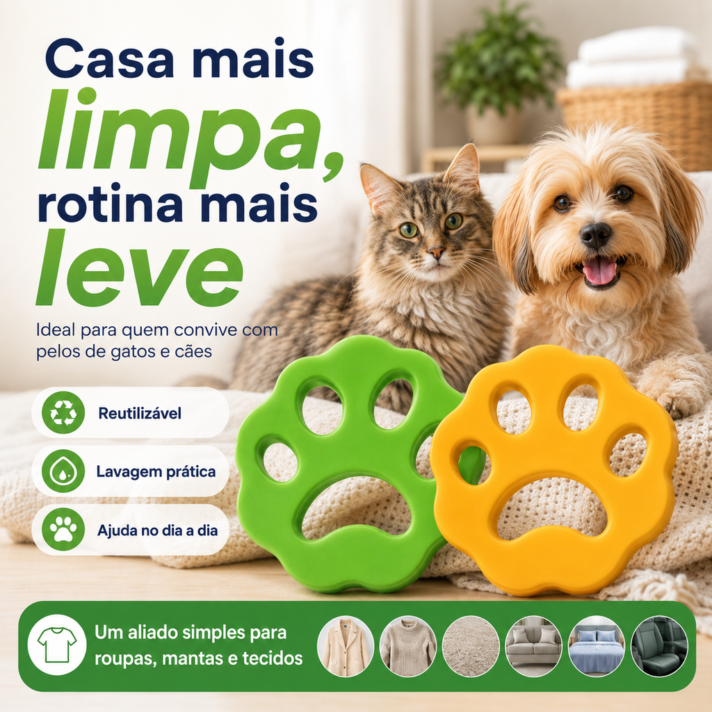 Removedor de Pelos Petora Reutilizável para Roupas, Sofás e Tecidos