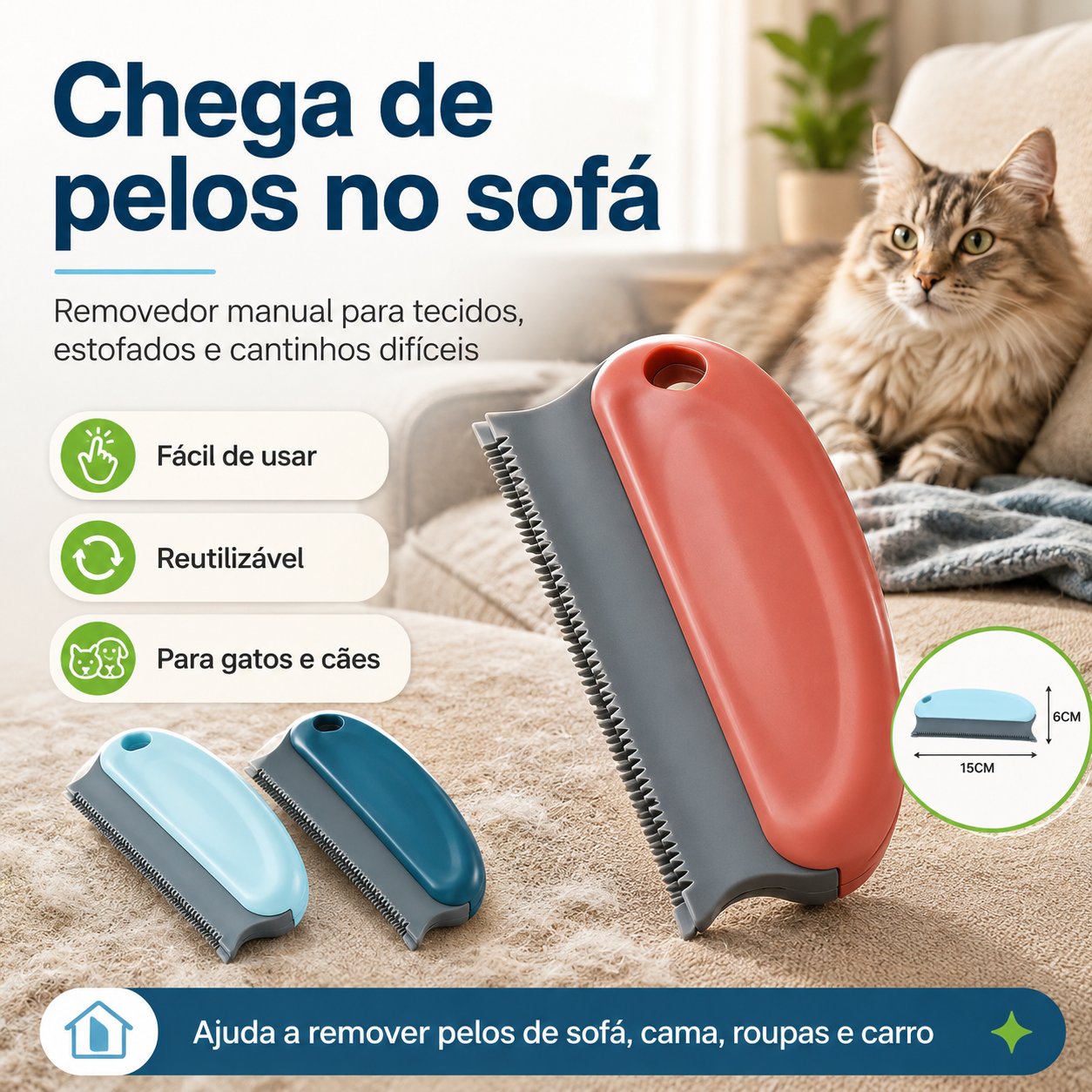 Petora CleanBrush — Escova Removedora de Pelos para Cães e Gatos