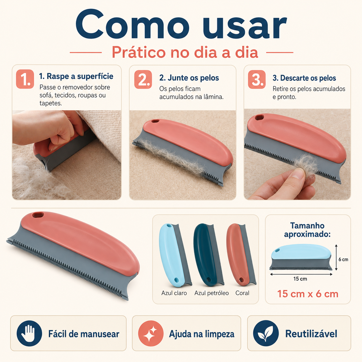 Petora CleanBrush — Escova Removedora de Pelos para Cães e Gatos