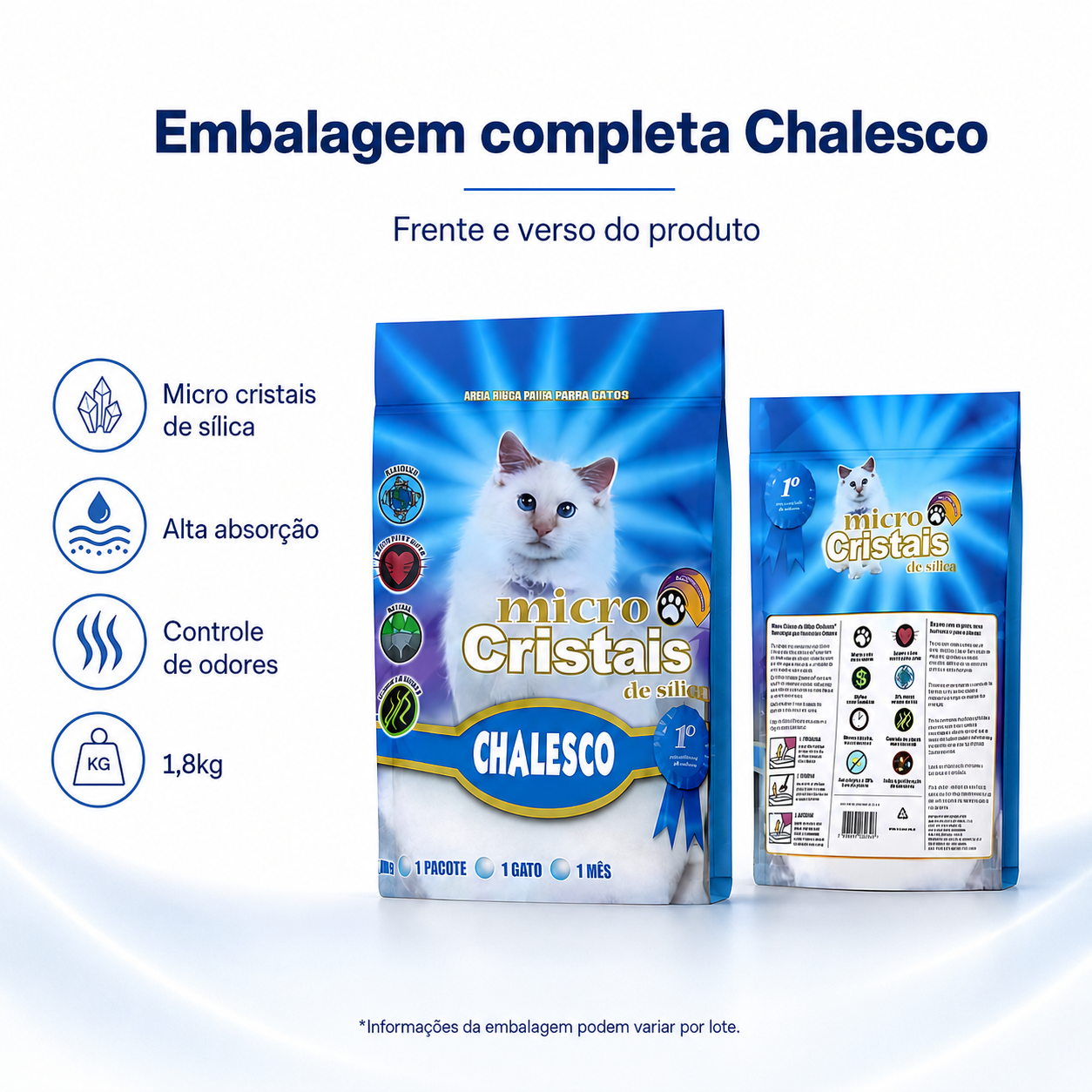 Areia Higiênica de Sílica Chalesco para Gatos — 1,8kg