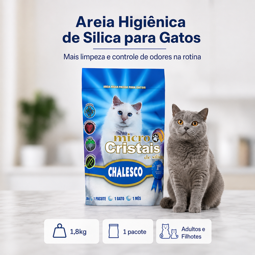Areia Higiênica de Sílica Chalesco para Gatos — 1,8kg