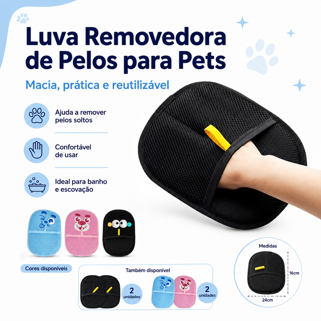 Luva Petora PeloClean — Removedora de Pelos para Cães e Gatos